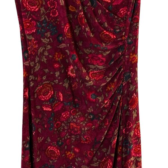 Ralph Lauren Bright Merlot Red Floral Stretch Jersey Dress - Picture 5 of 7